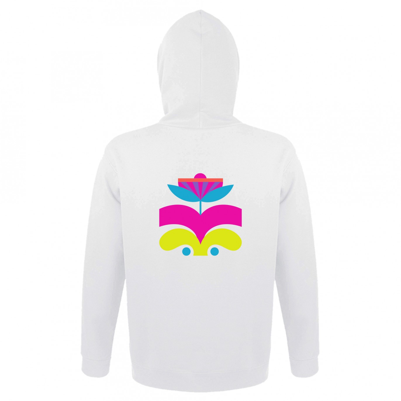 Sweat Capuche Blanc Fleur